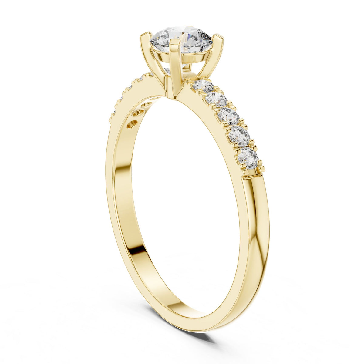 Round Accented Lab Grown Diamond Engagement Ring