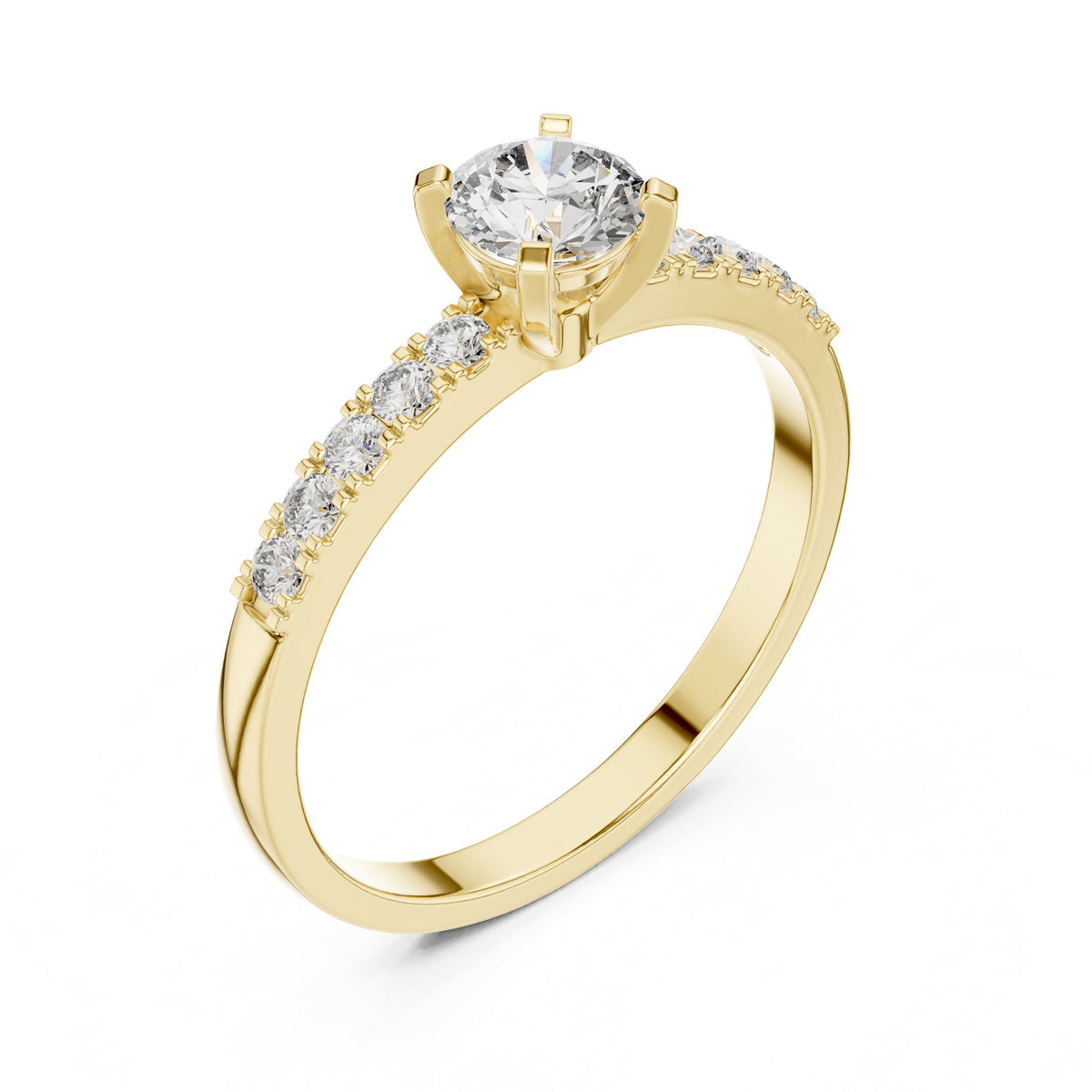 Round Accented Lab Grown Diamond Engagement Ring