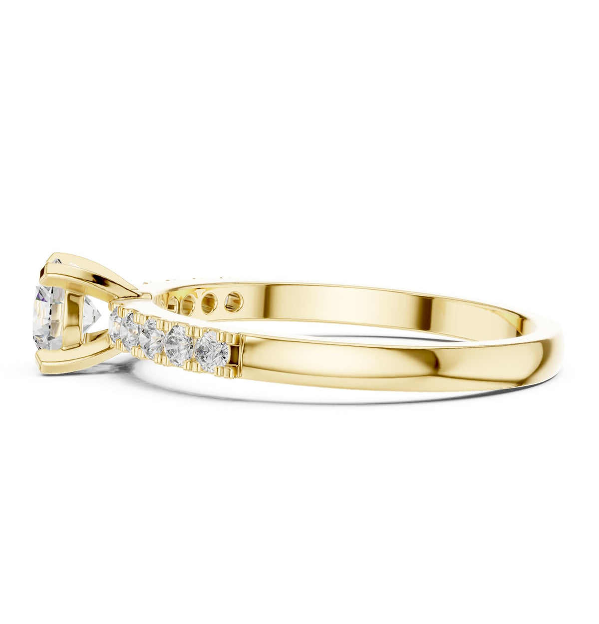 Round Accented Lab Grown Diamond Engagement Ring