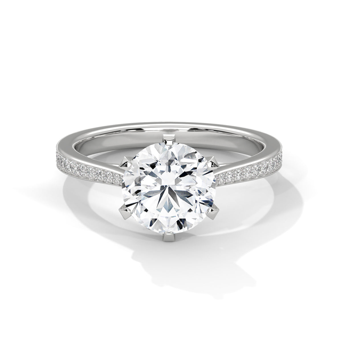 Round Accented Lab Grown Diamond Engagement Ring