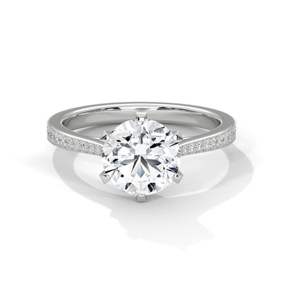 Round Accented Lab Grown Diamond Engagement Ring