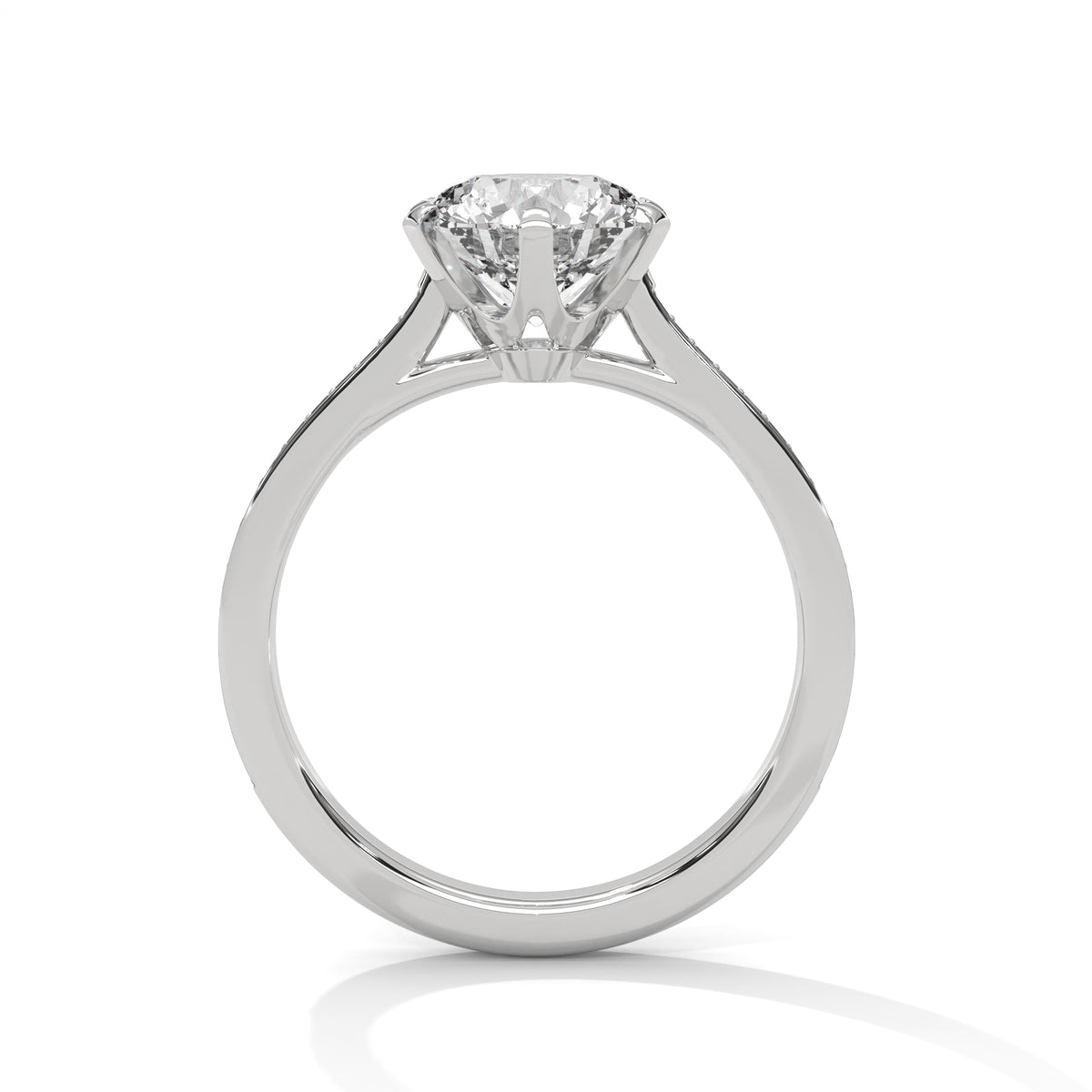 Round Accented Lab Grown Diamond Engagement Ring