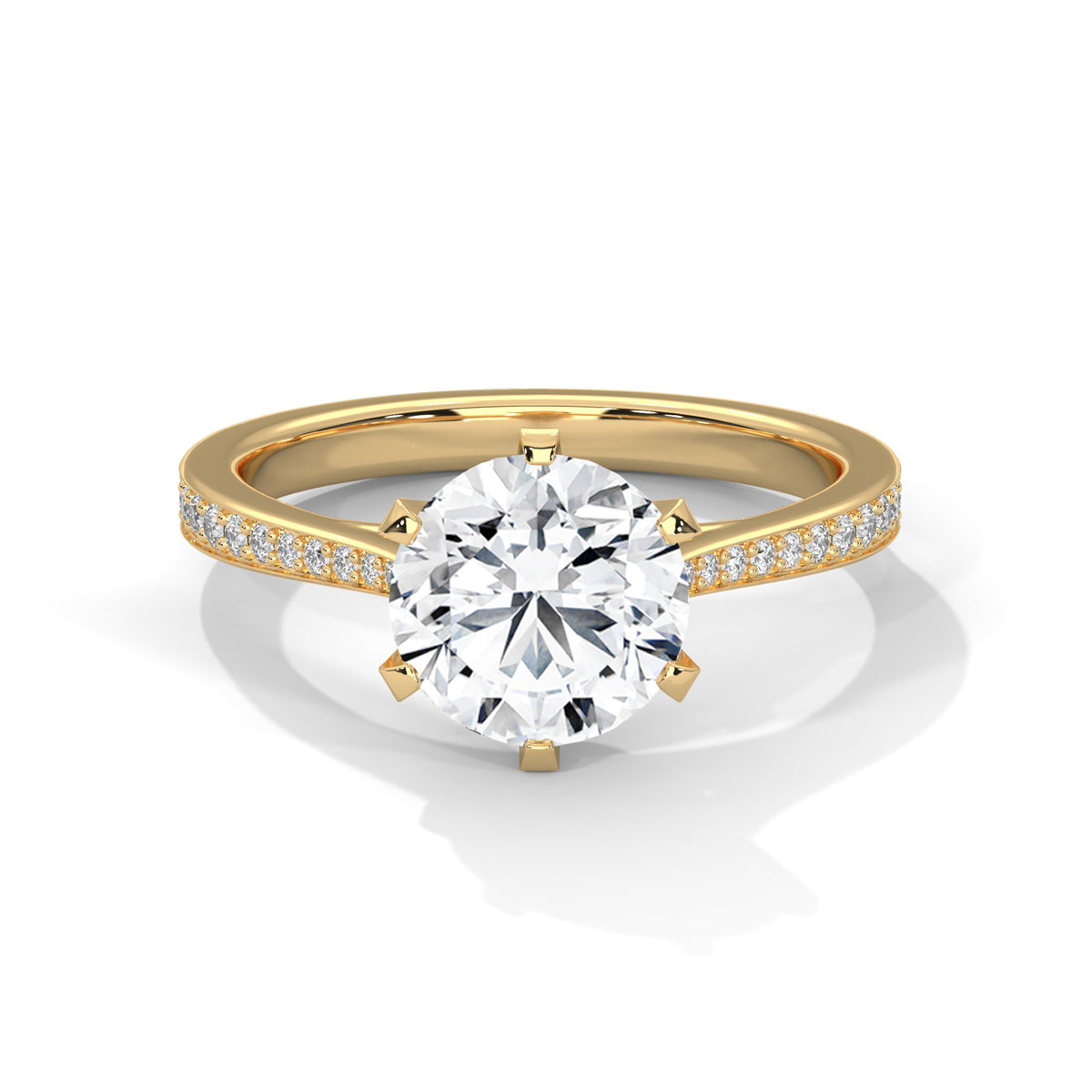 Round Accented Lab Grown Diamond Engagement Ring