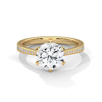 Round Accented Lab Grown Diamond Engagement Ring