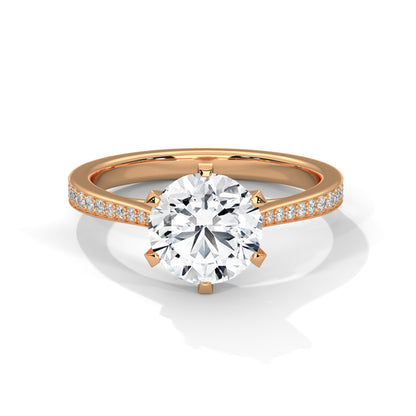 Round Accented Lab Grown Diamond Engagement Ring