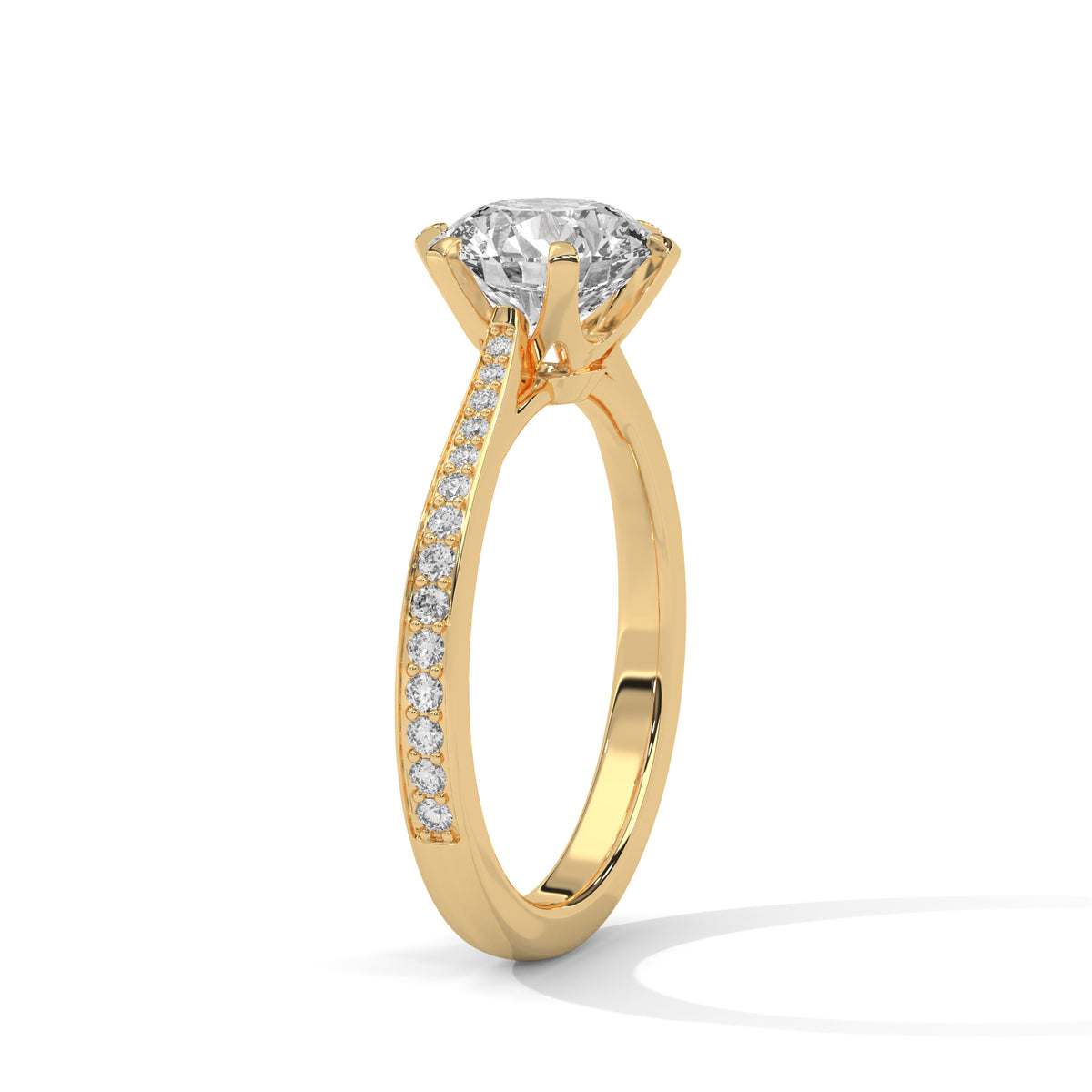 Round Accented Lab Grown Diamond Engagement Ring