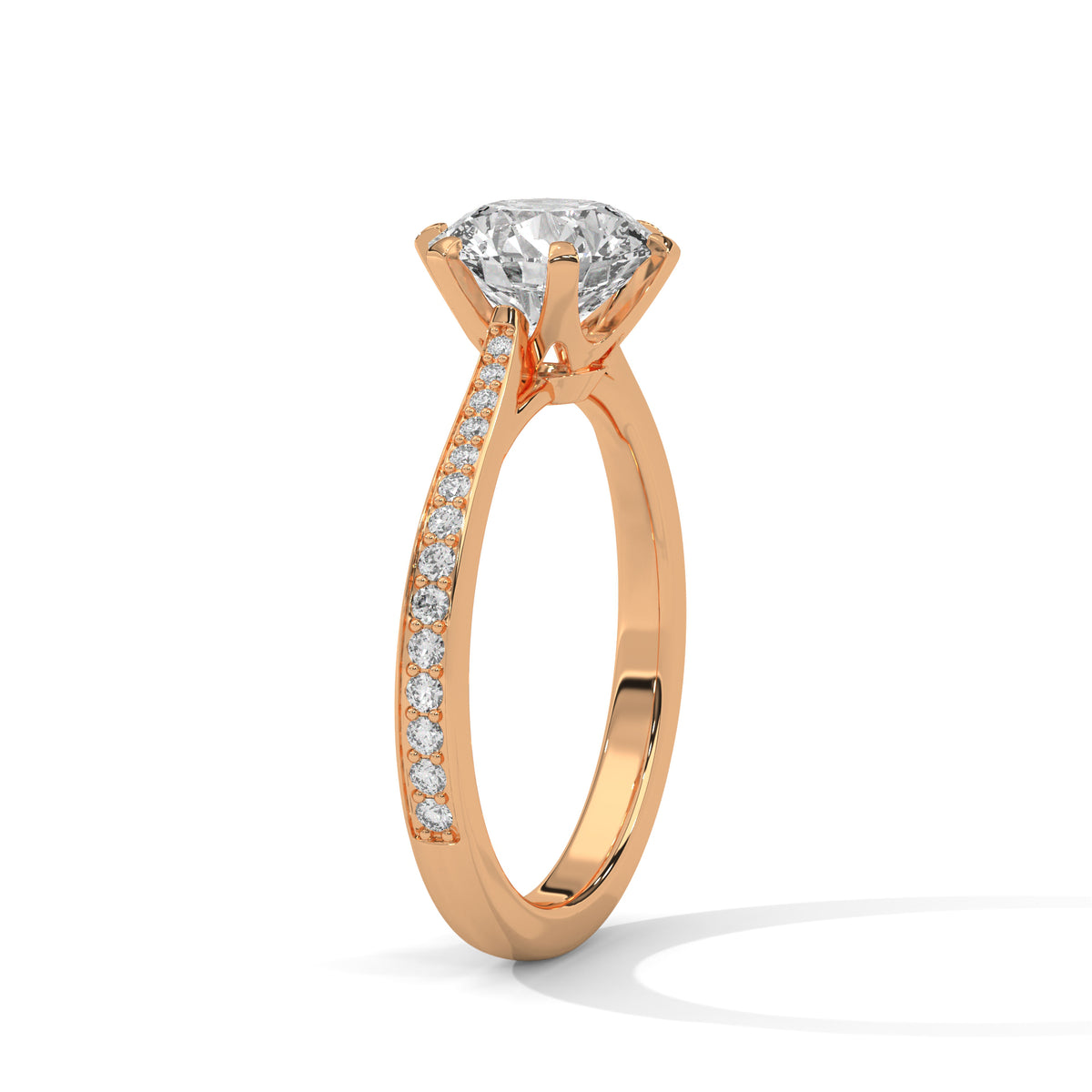 Round Accented Lab Grown Diamond Engagement Ring
