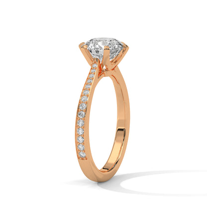 Round Accented Lab Grown Diamond Engagement Ring