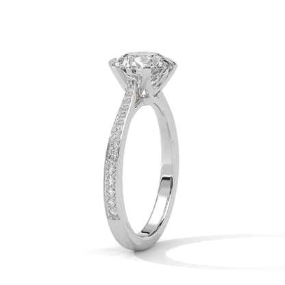 Round Accented Lab Grown Diamond Engagement Ring