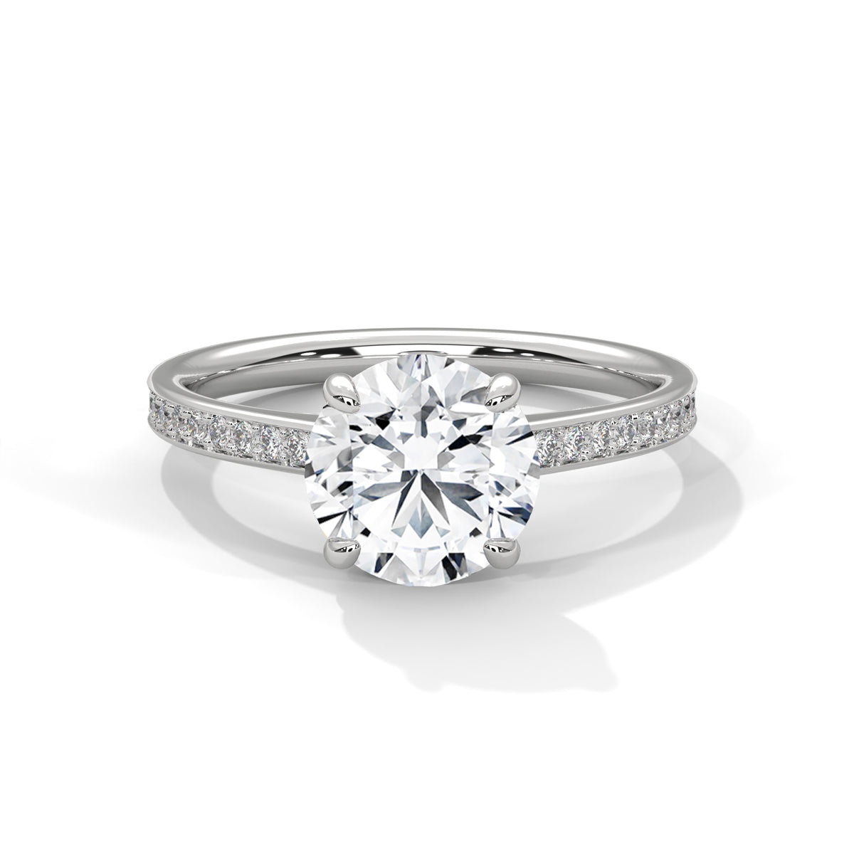 Round Accented Lab Grown Diamond Engagement Ring
