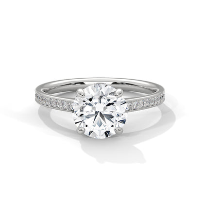 Round Accented Lab Grown Diamond Engagement Ring