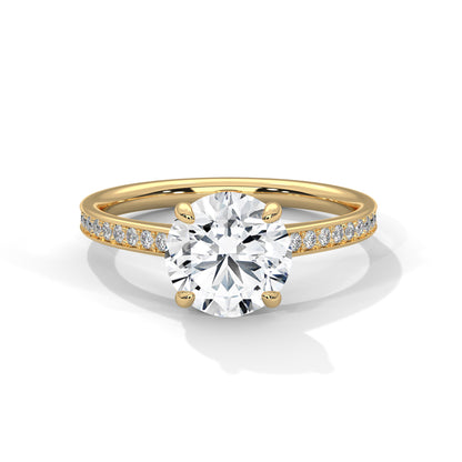 Round Accented Lab Grown Diamond Engagement Ring