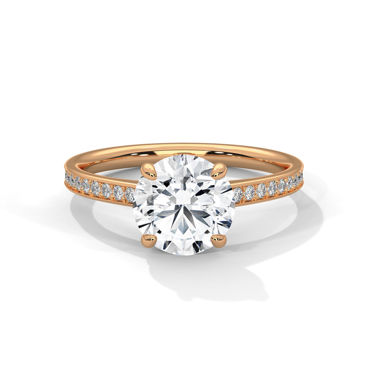 Round Accented Lab Grown Diamond Engagement Ring