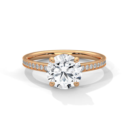 Round Accented Lab Grown Diamond Engagement Ring