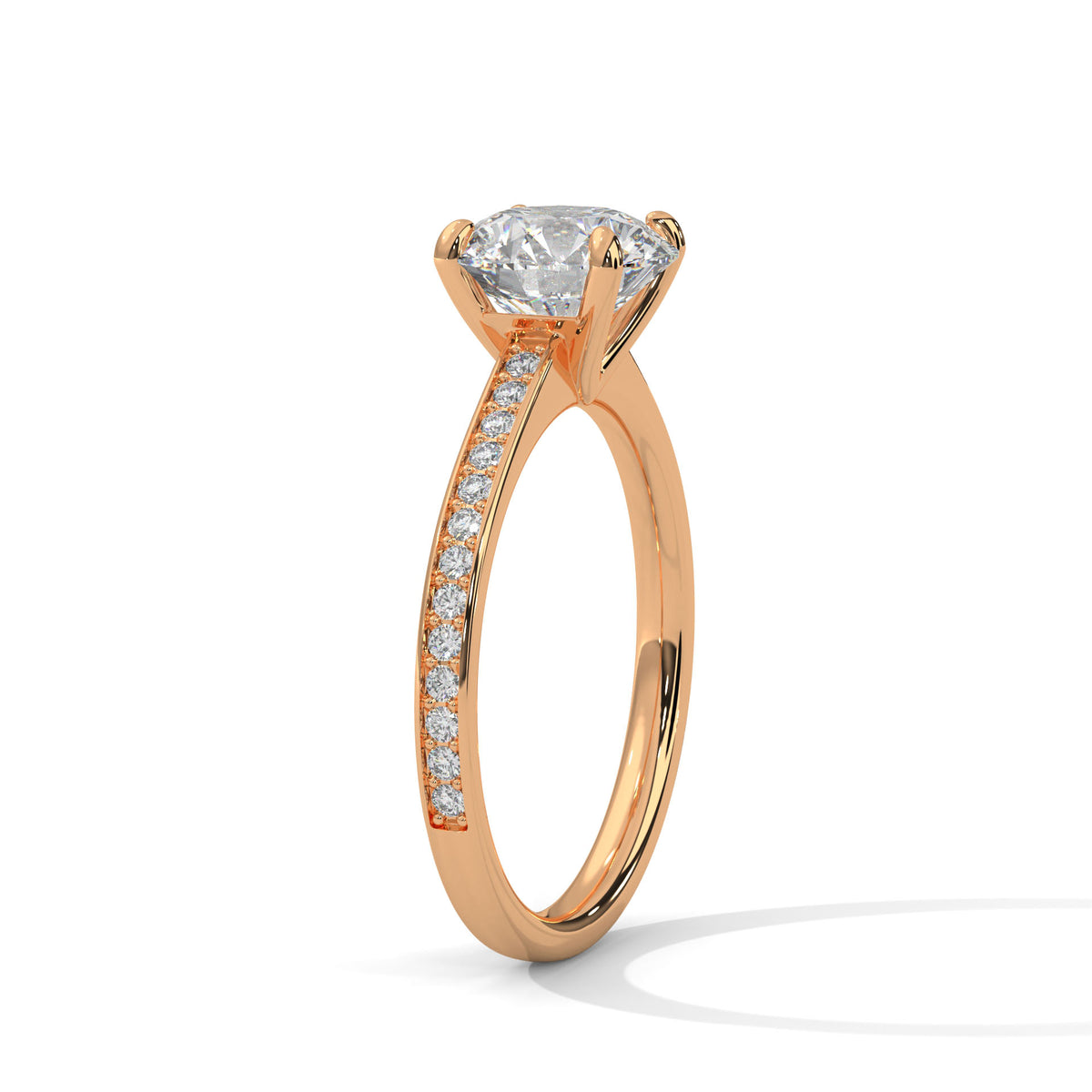 Round Accented Lab Grown Diamond Engagement Ring