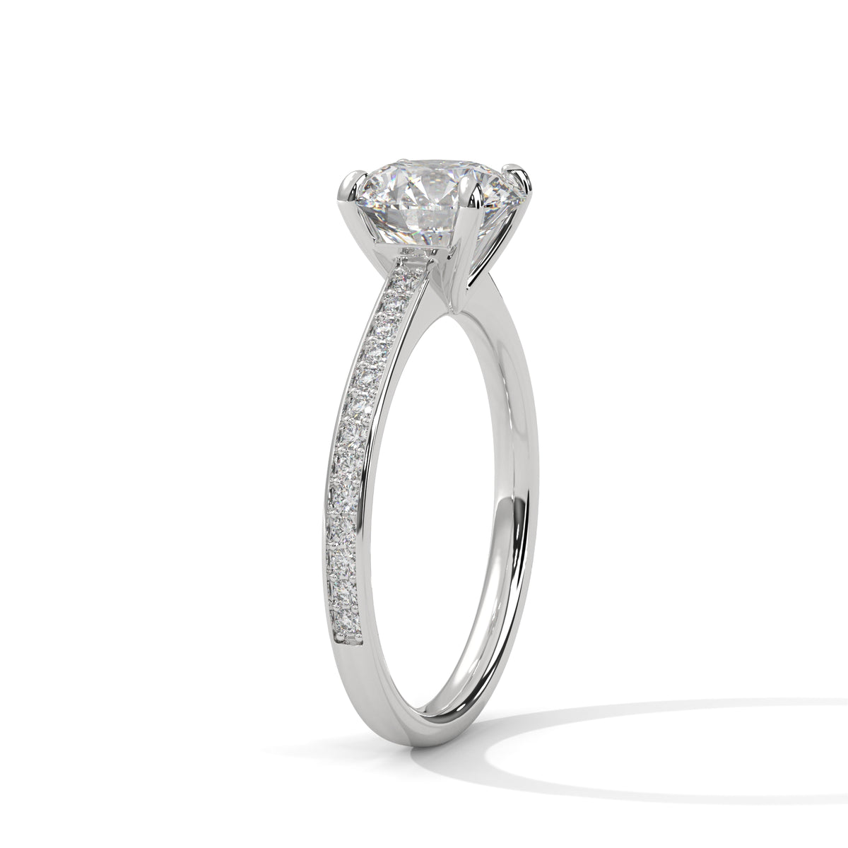 Round Accented Lab Grown Diamond Engagement Ring