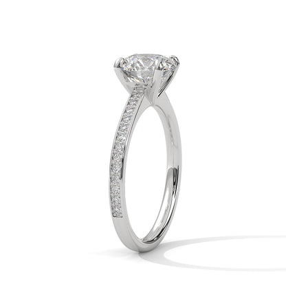Round Accented Lab Grown Diamond Engagement Ring