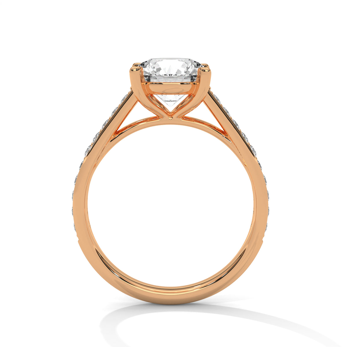 Round Accented Lab Grown Diamond Engagement Ring