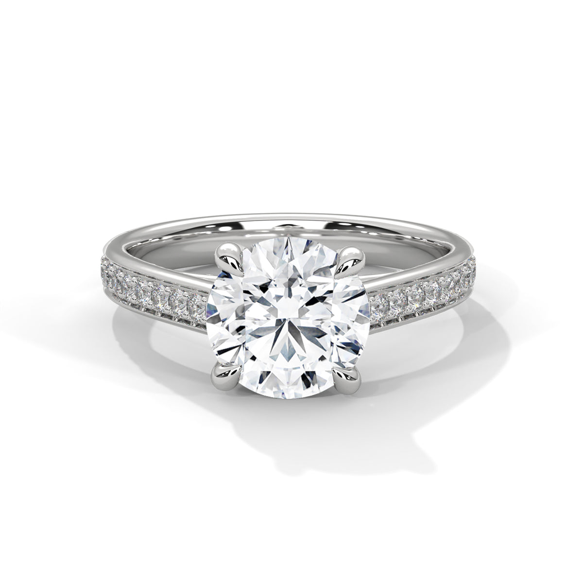 Round Accented Lab Grown Diamond Engagement Ring