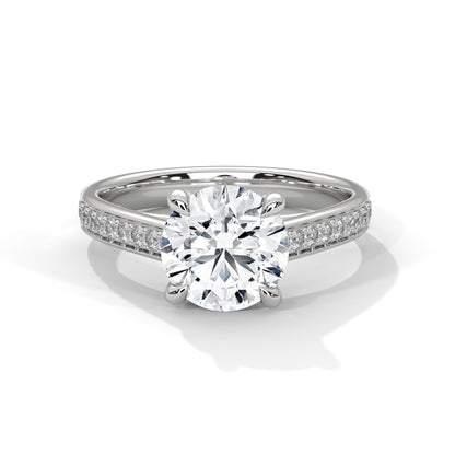 Round Accented Lab Grown Diamond Engagement Ring