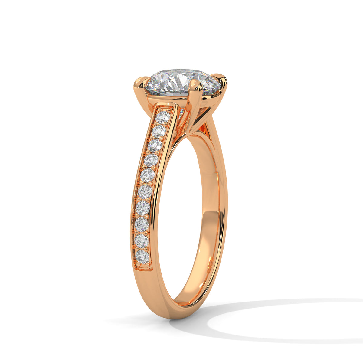 Round Accented Lab Grown Diamond Engagement Ring