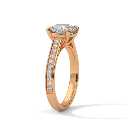 Round Accented Lab Grown Diamond Engagement Ring