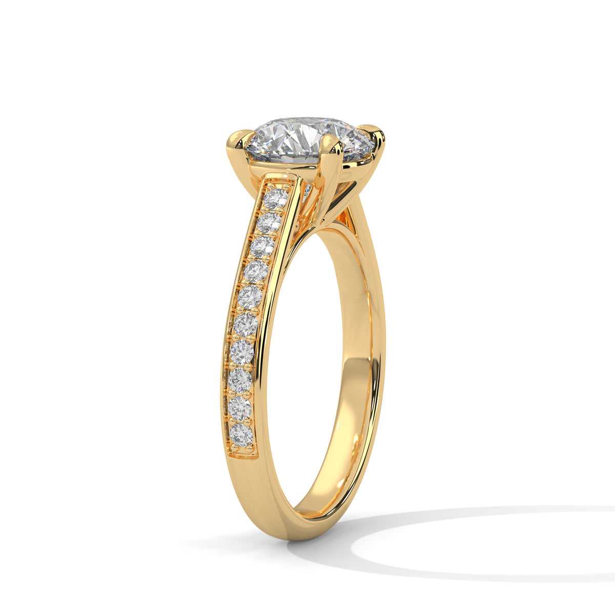 Round Accented Lab Grown Diamond Engagement Ring