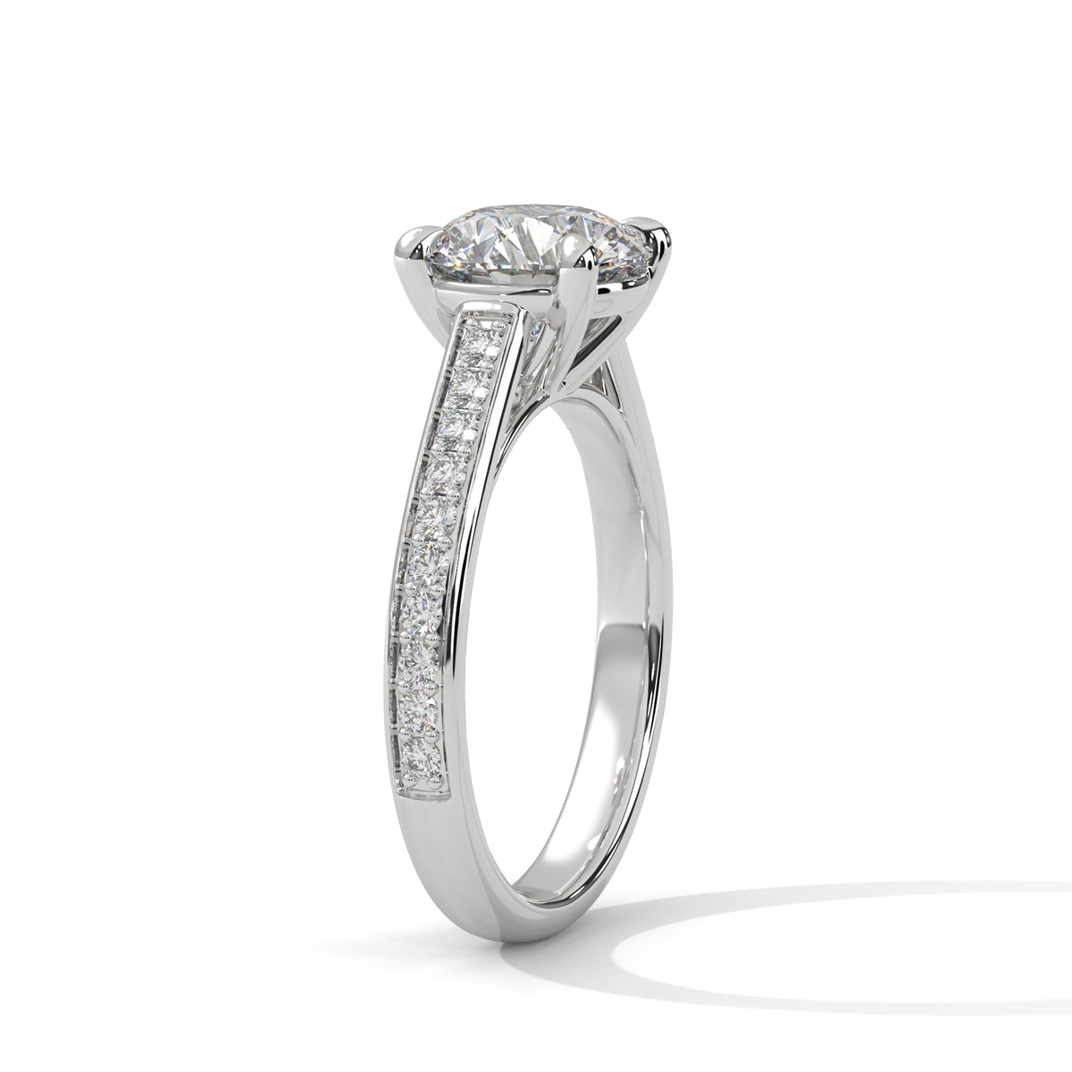 Round Accented Lab Grown Diamond Engagement Ring