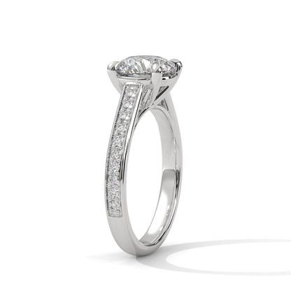 Round Accented Lab Grown Diamond Engagement Ring