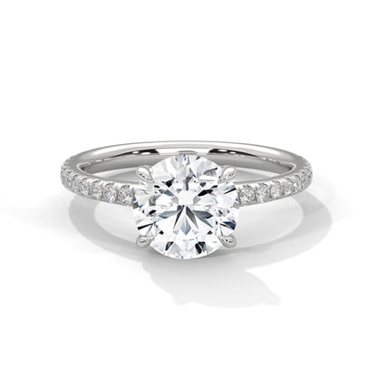 Round Accented Lab Grown Diamond Engagement Ring