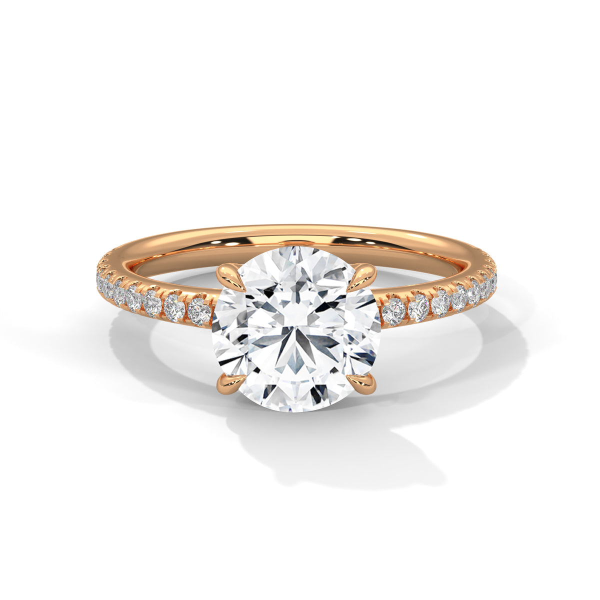 Round Accented Lab Grown Diamond Engagement Ring