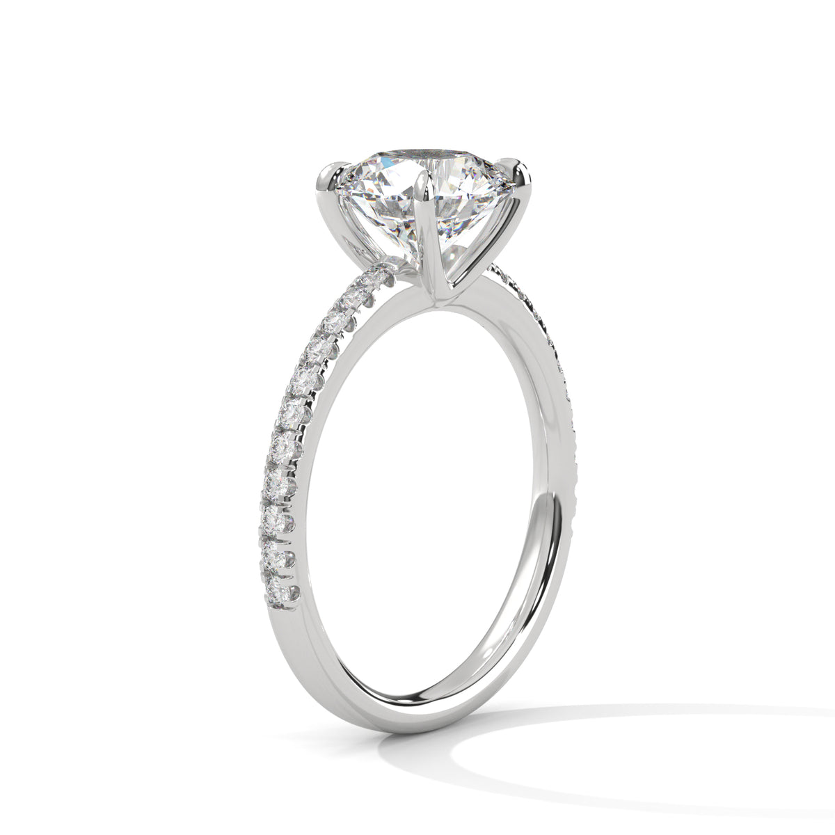 Round Accented Lab Grown Diamond Engagement Ring