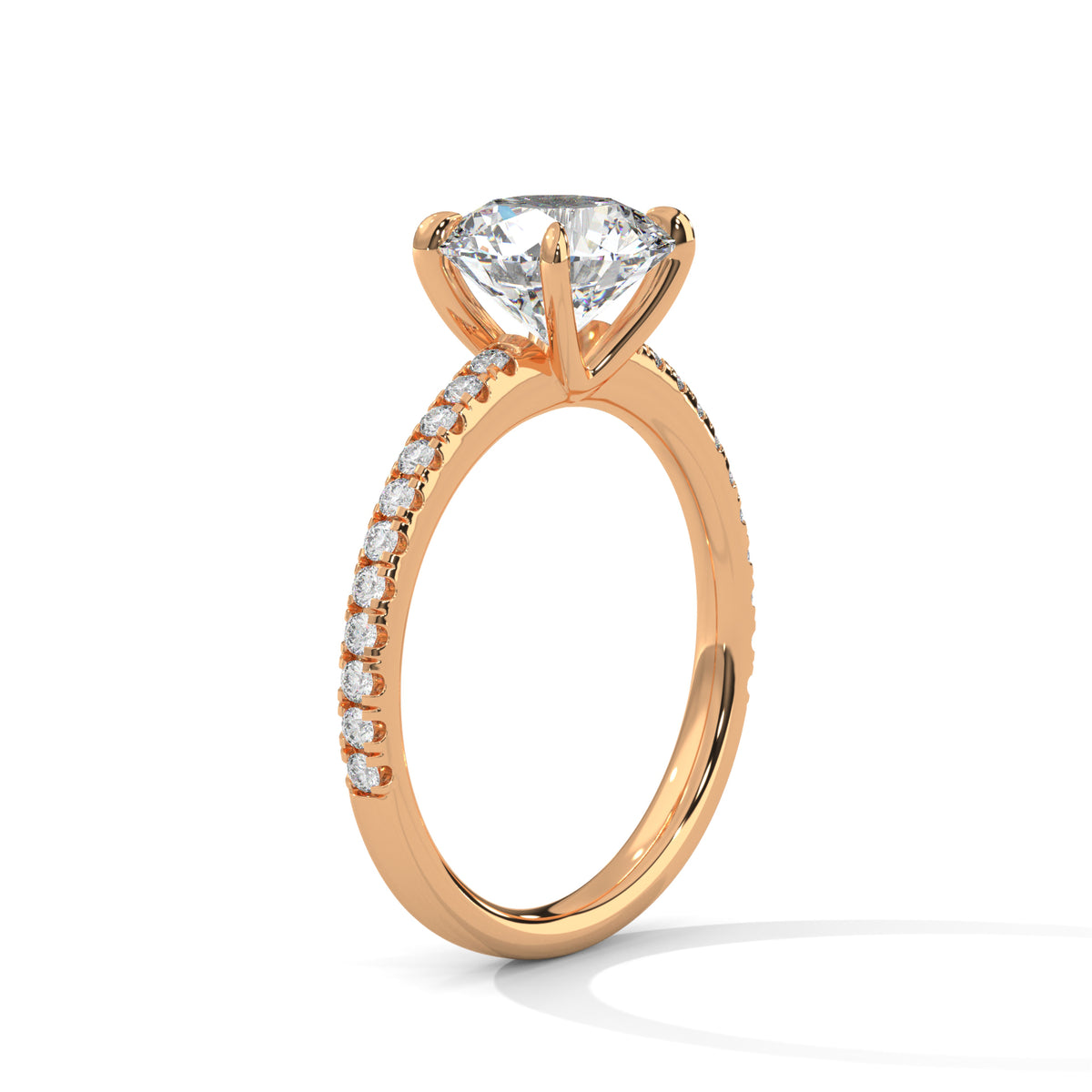 Round Accented Lab Grown Diamond Engagement Ring