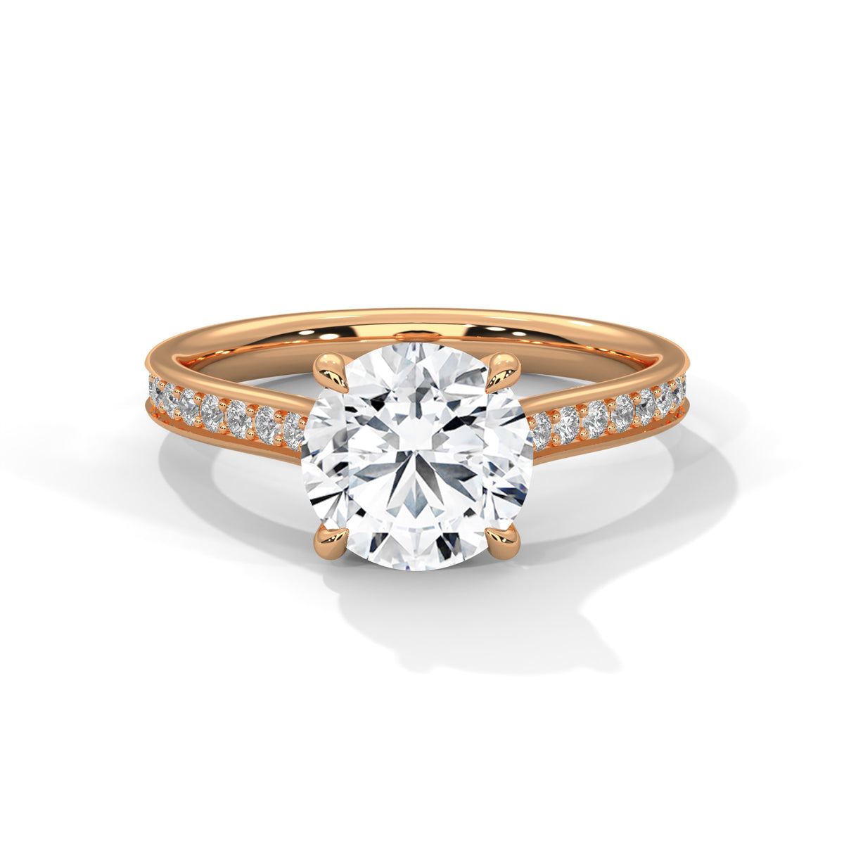 Round Accented Lab Grown Diamond Engagement Ring