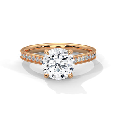 Round Accented Lab Grown Diamond Engagement Ring