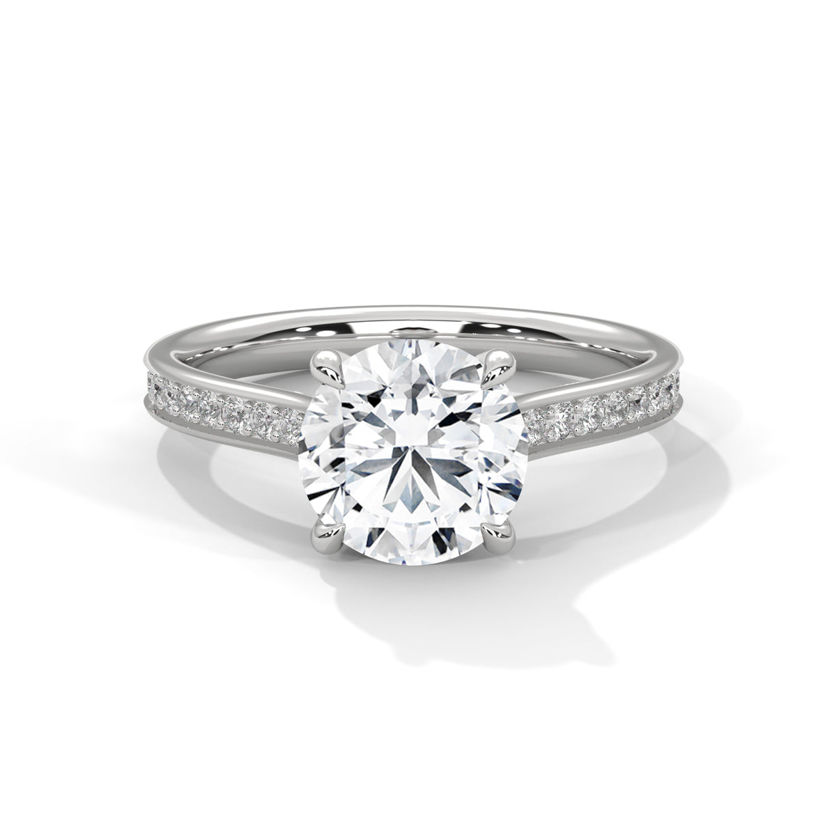Round Accented Lab Grown Diamond Engagement Ring