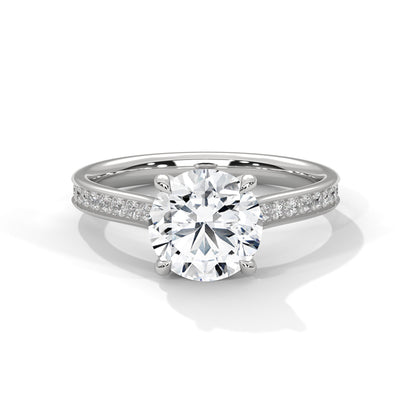 Round Accented Lab Grown Diamond Engagement Ring