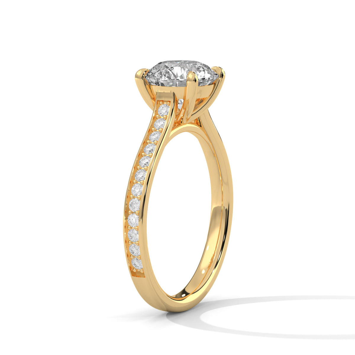 Round Accented Lab Grown Diamond Engagement Ring