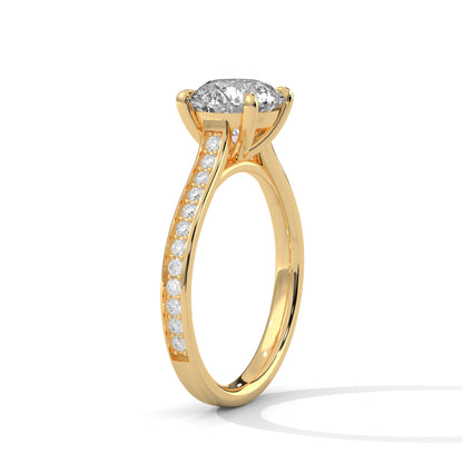 Round Accented Lab Grown Diamond Engagement Ring