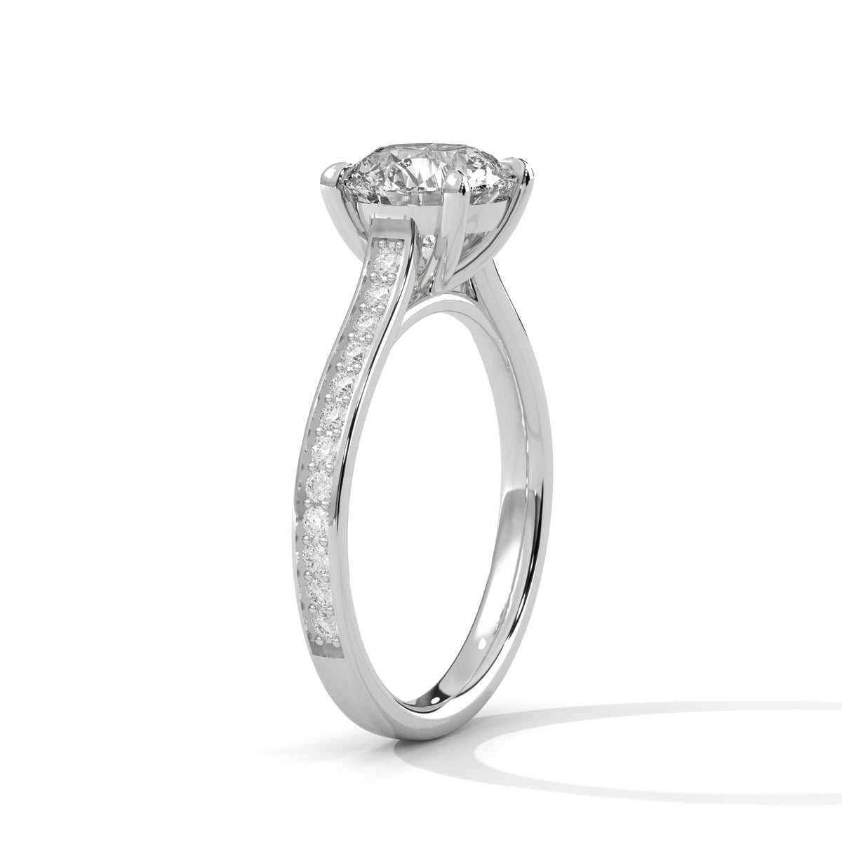 Round Accented Lab Grown Diamond Engagement Ring