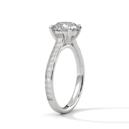 Round Accented Lab Grown Diamond Engagement Ring
