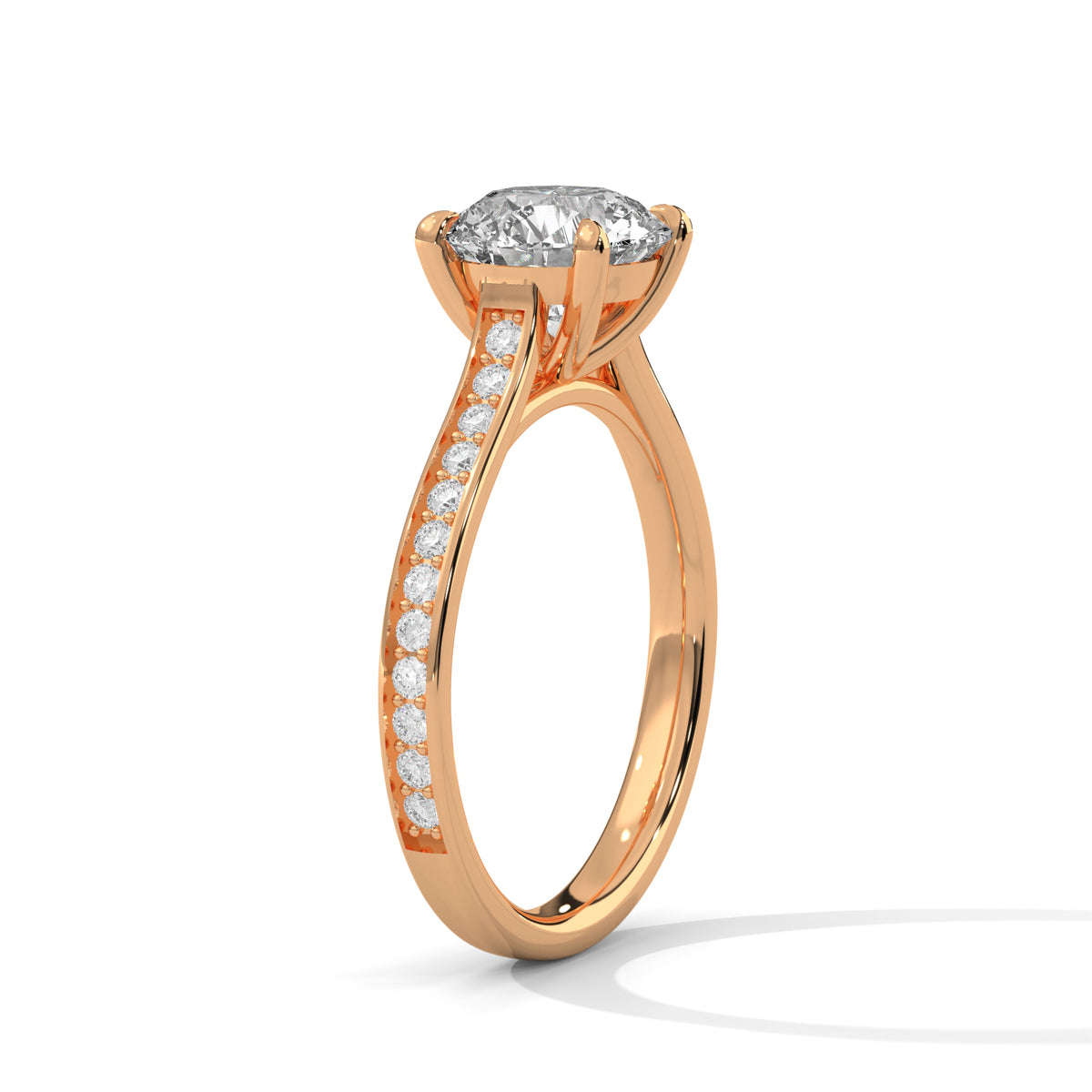 Round Accented Lab Grown Diamond Engagement Ring