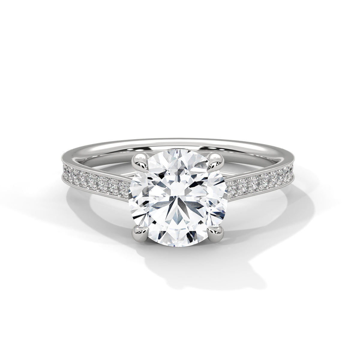 Round Accented Lab Grown Diamond Engagement Ring