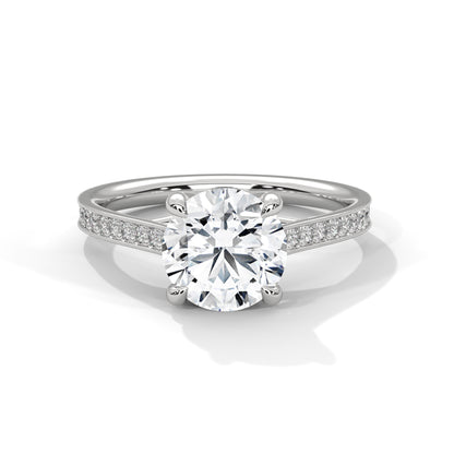 Round Accented Lab Grown Diamond Engagement Ring