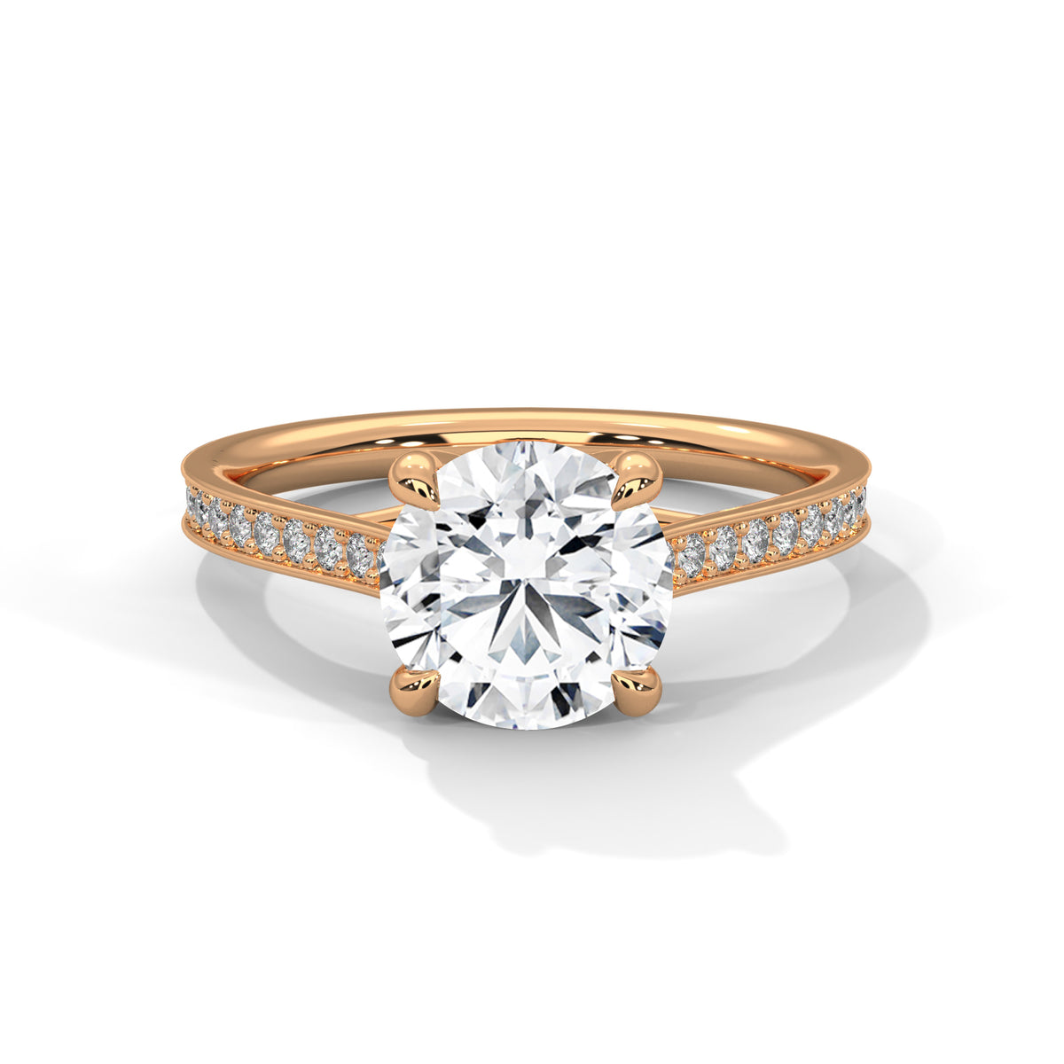 Round Accented Lab Grown Diamond Engagement Ring
