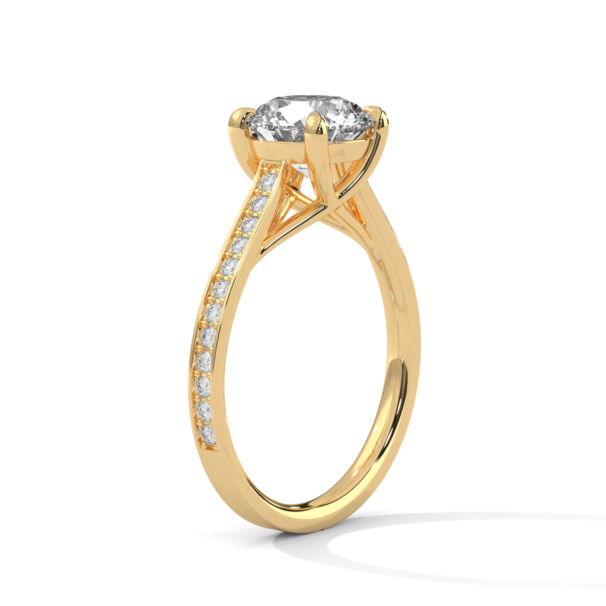 Round Accented Lab Grown Diamond Engagement Ring
