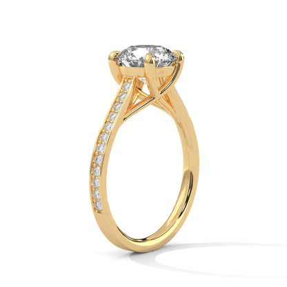 Round Accented Lab Grown Diamond Engagement Ring