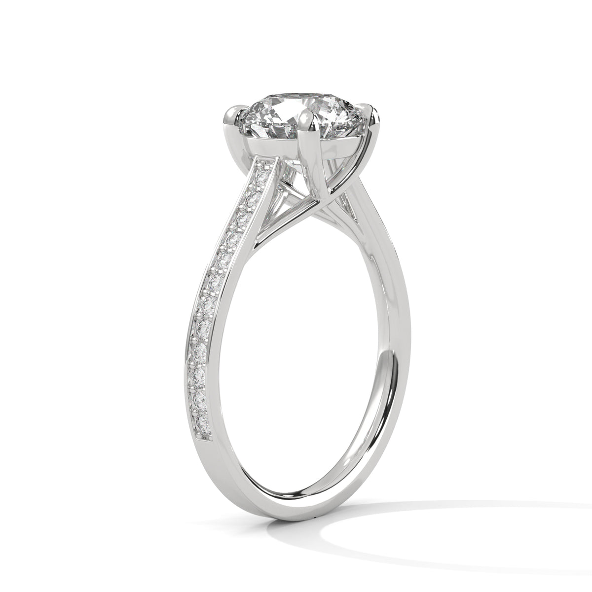 Round Accented Lab Grown Diamond Engagement Ring