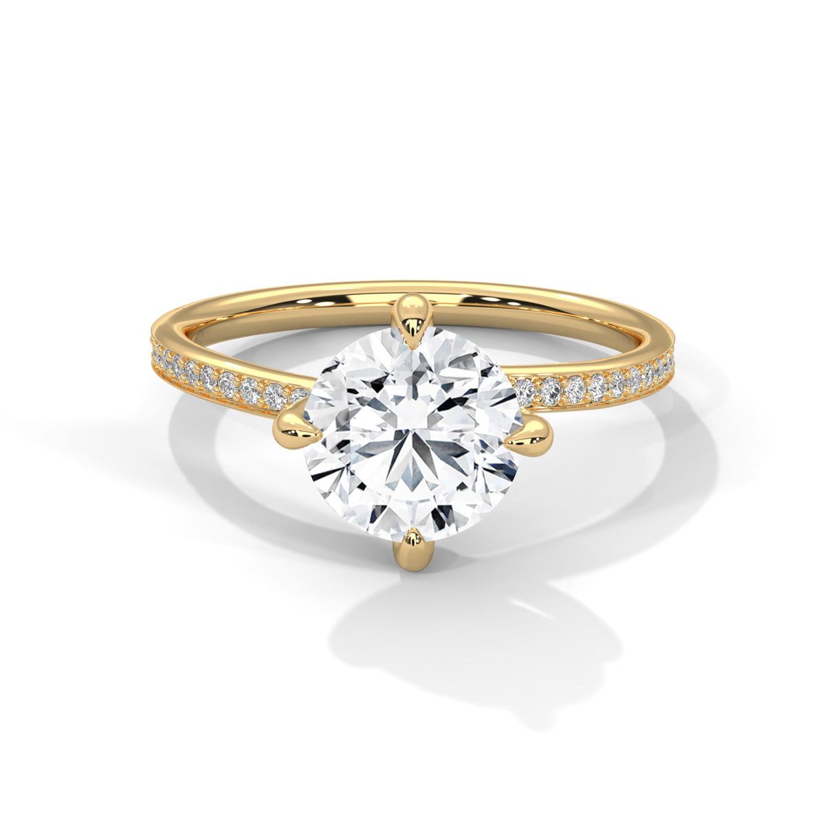Round Accented Lab Grown Diamond Engagement Ring