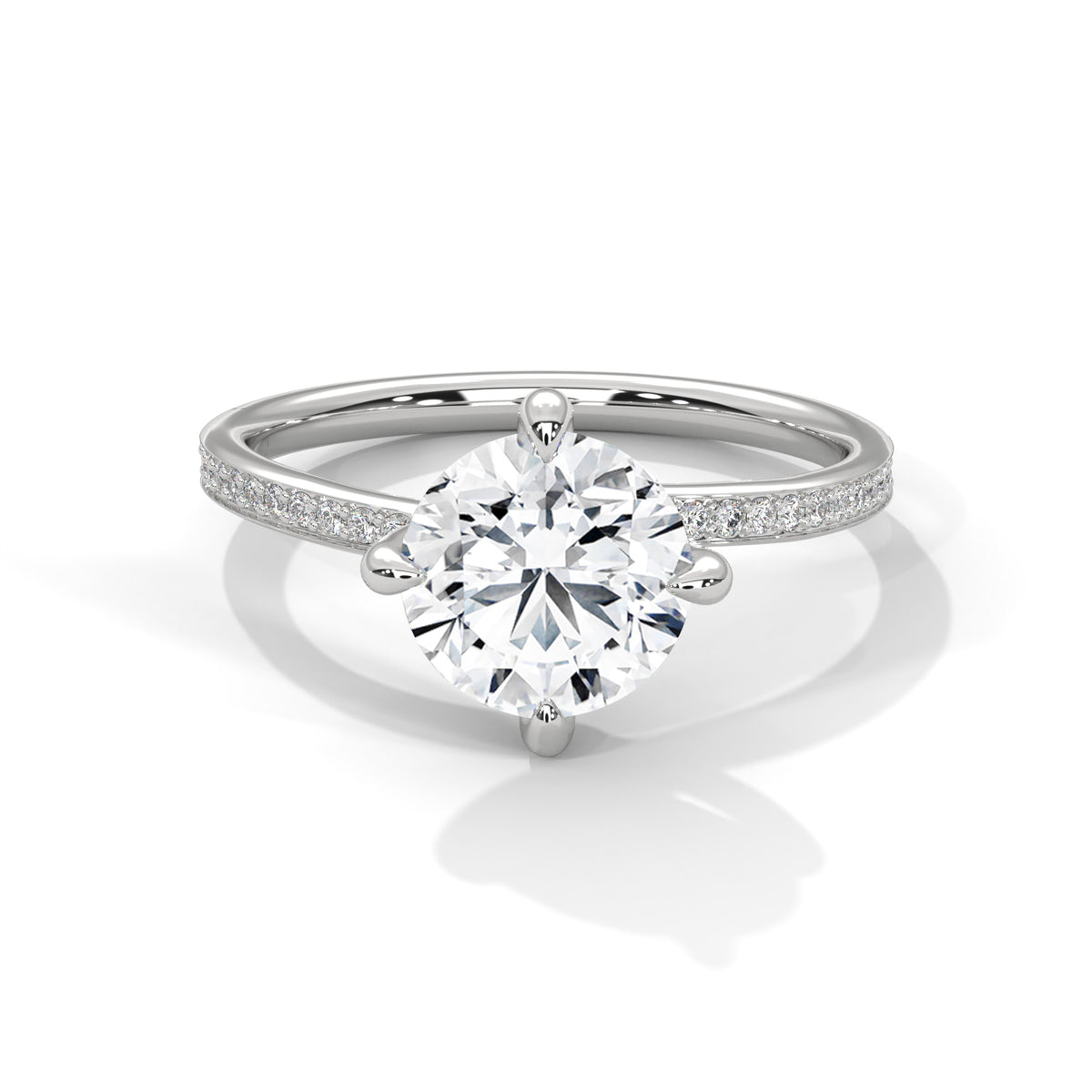 Round Accented Lab Grown Diamond Engagement Ring